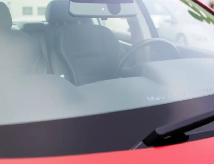 A close-up shot of a Haval H6 with a replaced windshield, showcasing the new glass and the surrounding vehicle details. The focus should be on the clarity and quality of the replacement windshield.
