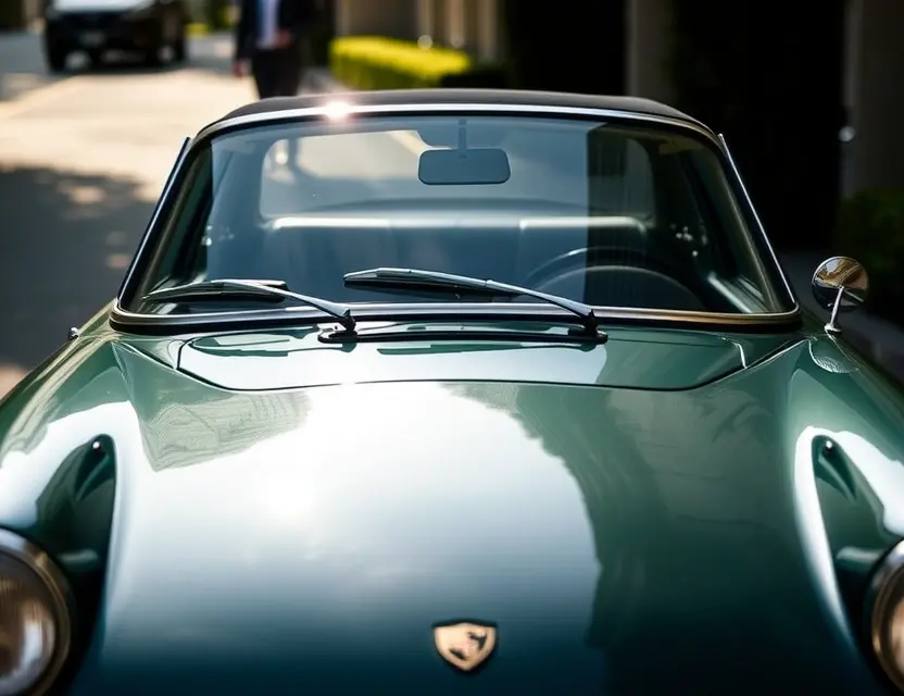 Замена лобового стекла Venturi Fétish A Venturi Fétish car with a newly replaced windshield, viewed from the front at a slight angle, showing the sleek curves of the vintage sports car under natural daylight, no people, no text, no logos