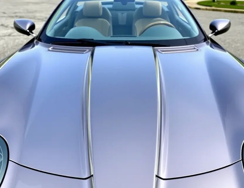 A high-quality image depicting a Spyker C12 Zagato with a replaced windshield. The car should be parked outdoors, showcasing the new windshield. Focus on the details of the replacement and the car's overall aesthetic.