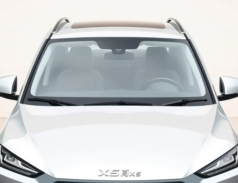 A high-quality, realistic image showing the front view of a Beijing X5 SUV with its windshield clearly visible, set against a clean, neutral background. The car should be in good condition, highlighting the windshield area without any text, logos, or people in the frame.