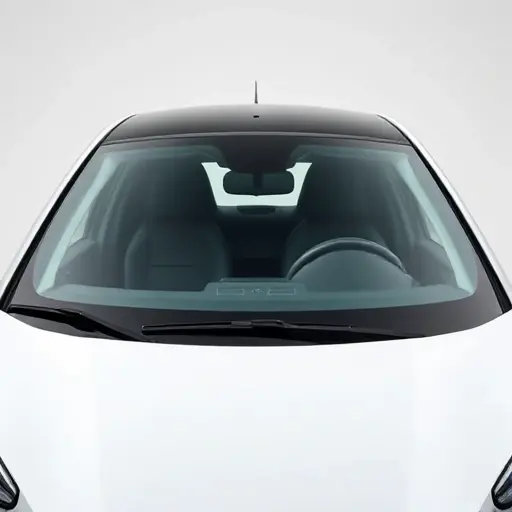 A clean, high-quality close-up of the front windshield of an Arcfox Alpha S electric car, showing the glass surface and the surrounding black rubber seal against a neutral studio background, no text, no logos, no people