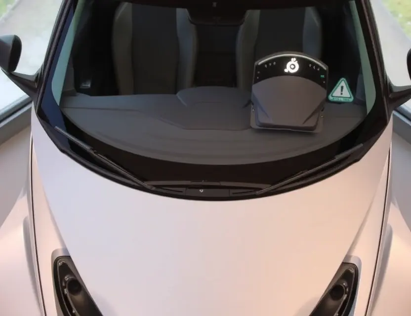 A high-quality, detailed image of a Rinspeed sQuba with a replaced windshield. The windshield should be clear and modern-looking, seamlessly integrated with the car's design. The car should be parked on a clean, bright surface, possibly a showroom floor or a scenic road. Focus on the details of the windshield replacement and the car's overall aesthetics.